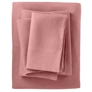 Casaluna 100% Washed Hemp Solid Sheet Set – Rose – California King – 4‑Piece